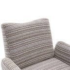 Modern Style 360° Swivel Leisure Chair Fabric Striped Armrest Swivel Chair with sand-rimmed fabric and metal bracket, suitable for living room, balcony and bedroom Accent Chair