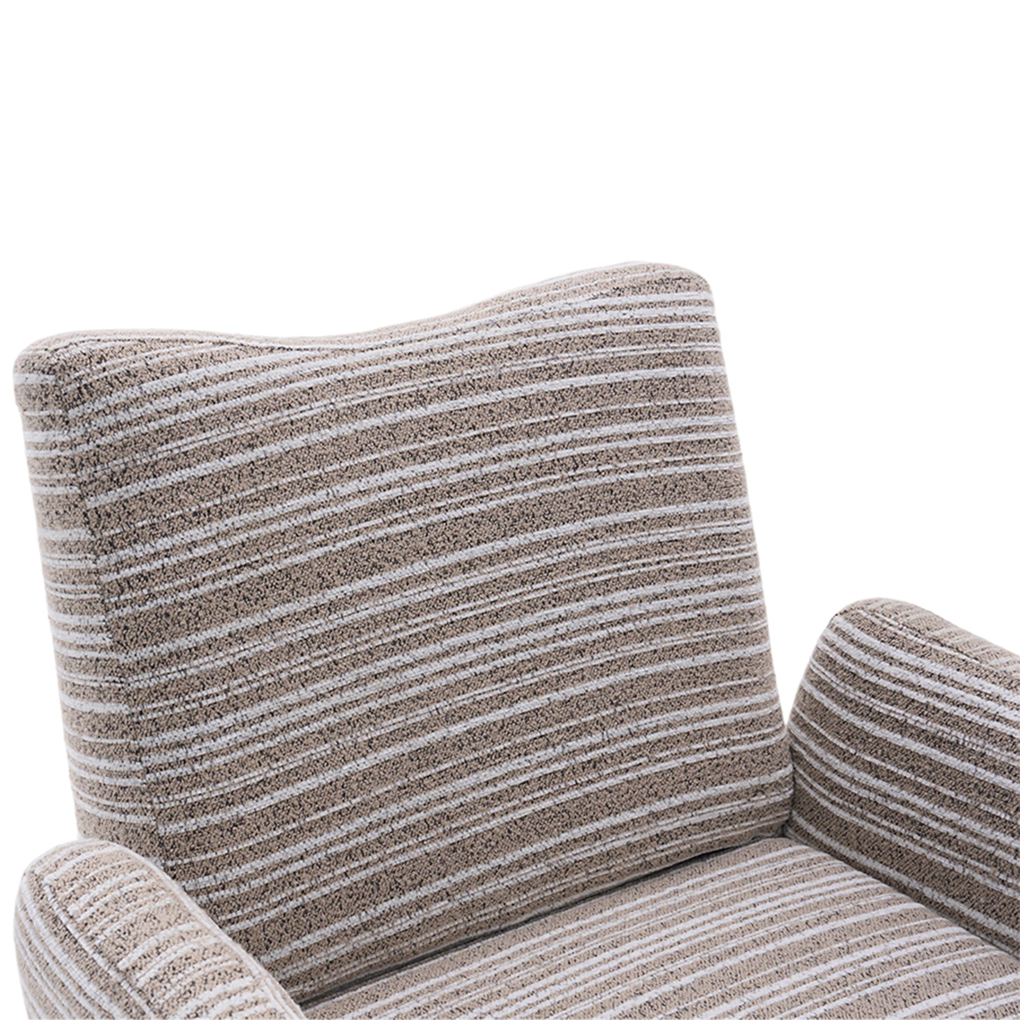 Modern Style 360° Swivel Leisure Chair Fabric Striped Armrest Swivel Chair with sand-rimmed fabric and metal bracket, suitable for living room, balcony and bedroom Accent Chair