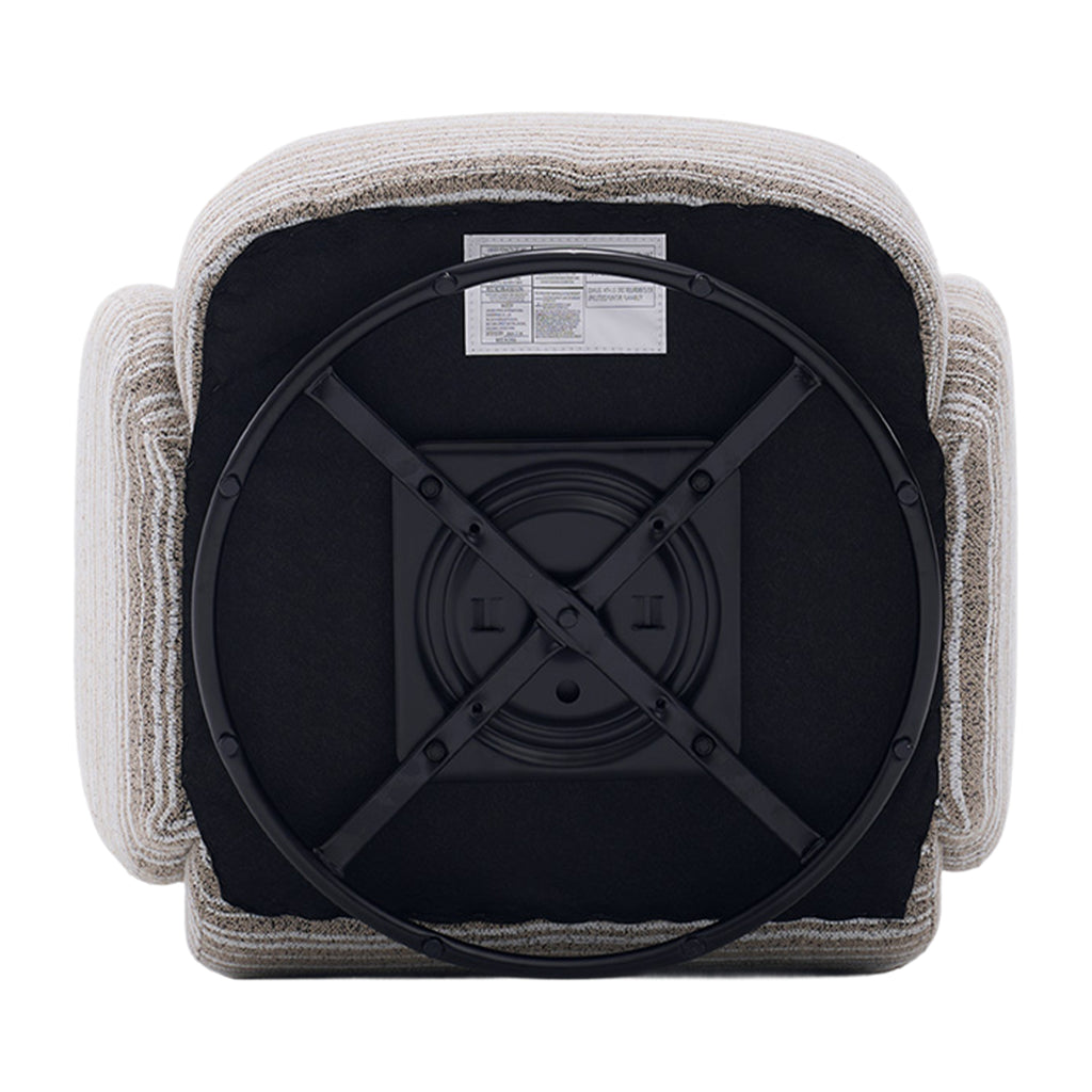 Modern Style 360° Swivel Leisure Chair Fabric Striped Armrest Swivel Chair with sand-rimmed fabric and metal bracket, suitable for living room, balcony and bedroom Accent Chair