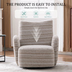 Modern Style 360° Swivel Leisure Chair Fabric Striped Armrest Swivel Chair with sand-rimmed fabric and metal bracket, suitable for living room, balcony and bedroom Accent Chair