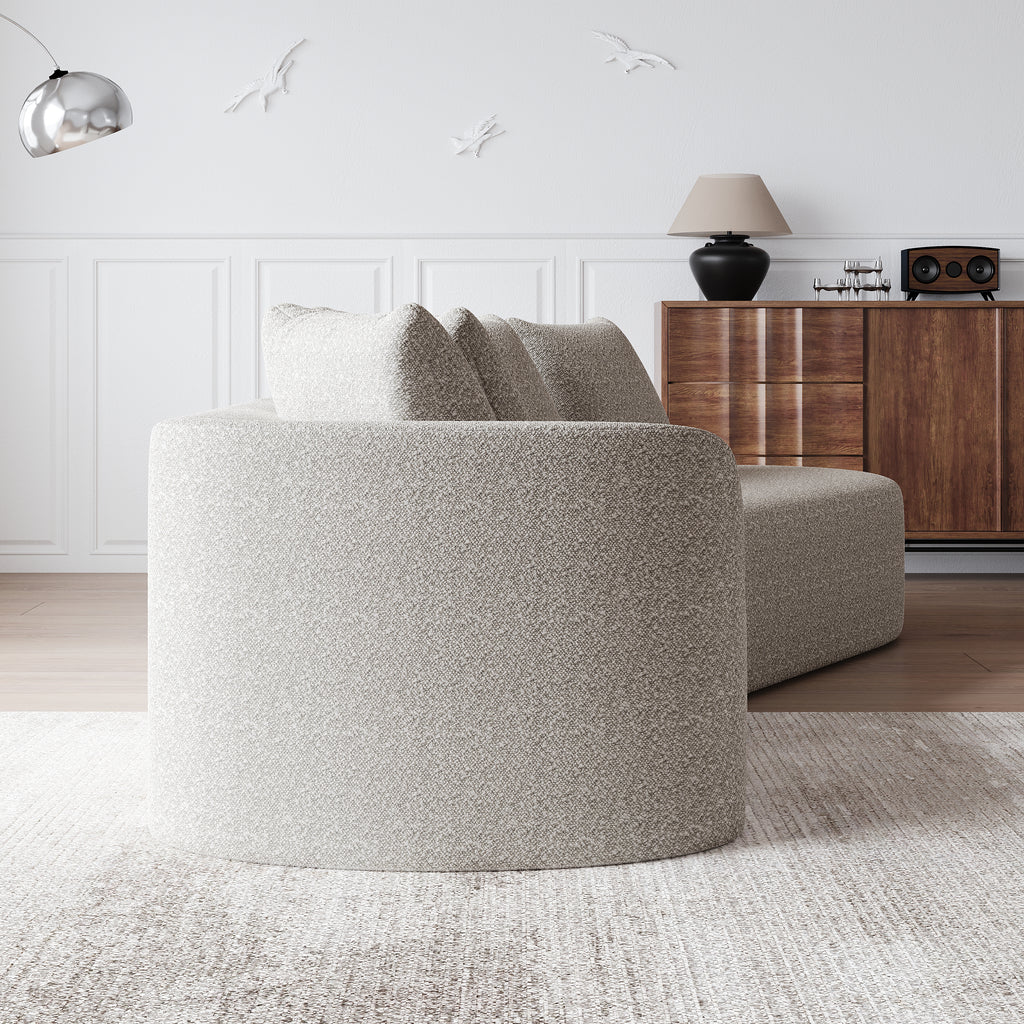 Modern Upholstered Oversized Sectional Sofa, 112-Inch Chenille 4-Seater Extra Deep & Wide Seat Curved Cloud Couch with 4 Throw Pillows, Free Combination Sofa Couch for Living Room,Bedroom