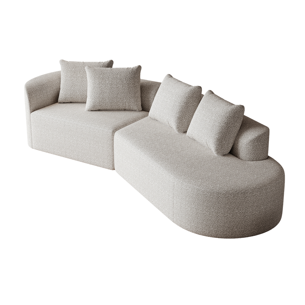 Modern Upholstered Oversized Sectional Sofa, 112-Inch Chenille 4-Seater Extra Deep & Wide Seat Curved Cloud Couch with 4 Throw Pillows, Free Combination Sofa Couch for Living Room,Bedroom