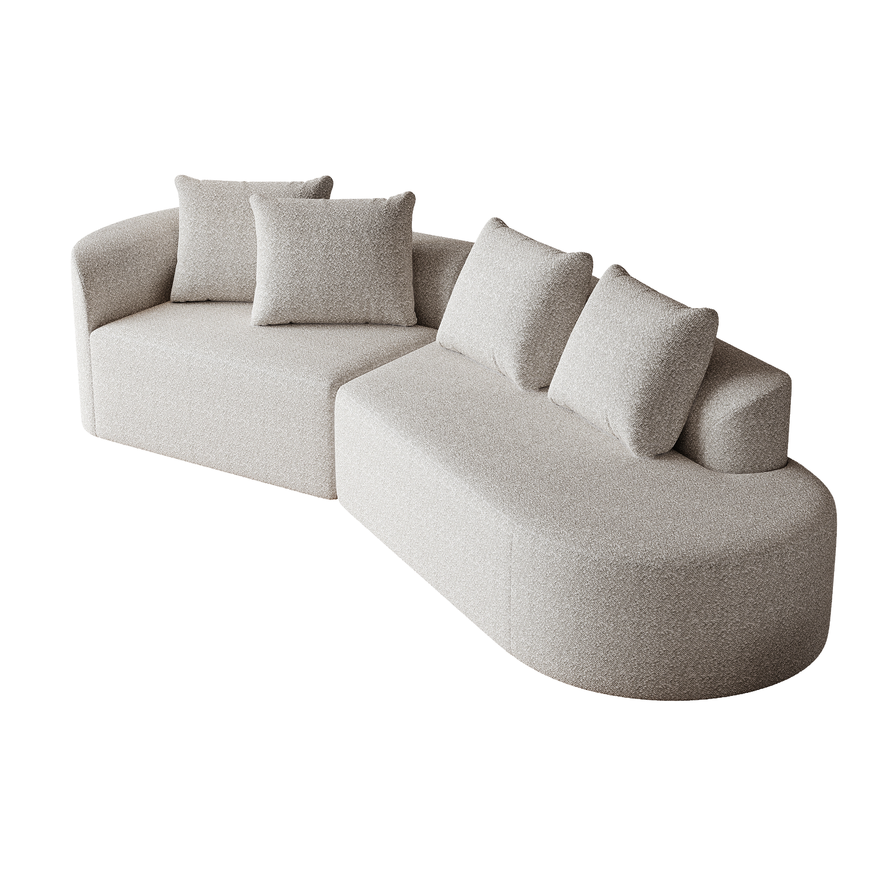 Modern Upholstered Oversized Sectional Sofa, 112-Inch Chenille 4-Seater Extra Deep & Wide Seat Curved Cloud Couch with 4 Throw Pillows, Free Combination Sofa Couch for Living Room,Bedroom