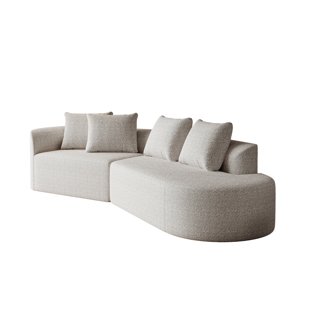 Modern Upholstered Oversized Sectional Sofa, 112-Inch Chenille 4-Seater Extra Deep & Wide Seat Curved Cloud Couch with 4 Throw Pillows, Free Combination Sofa Couch for Living Room,Bedroom