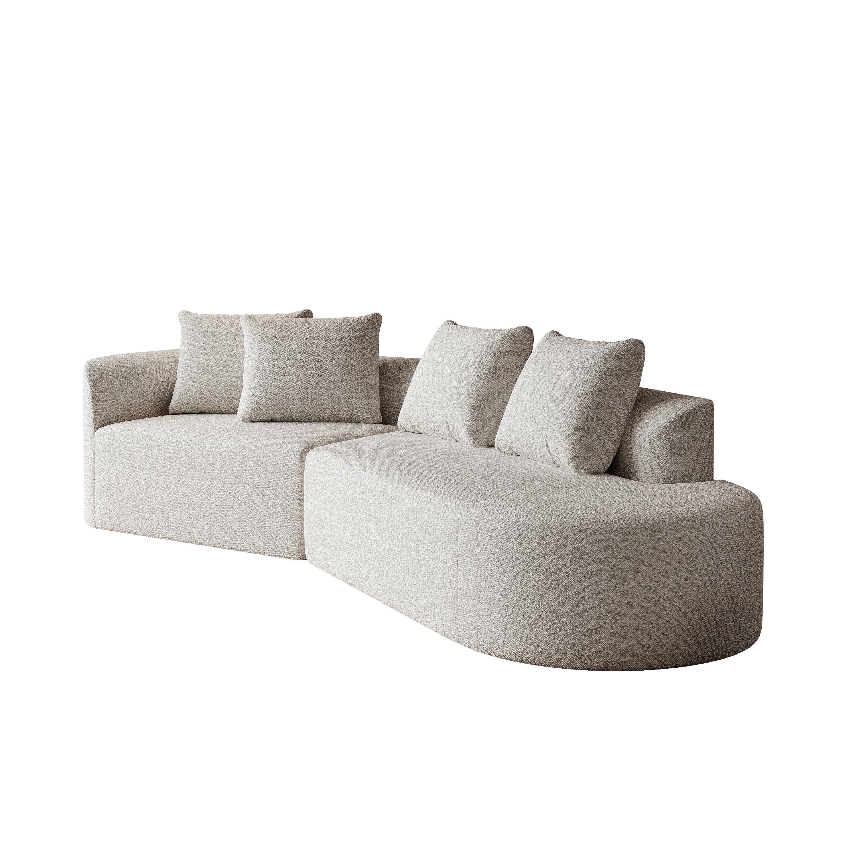 Modern Upholstered Oversized Sectional Sofa, 112-Inch Chenille 4-Seater Extra Deep & Wide Seat Curved Cloud Couch with 4 Throw Pillows, Free Combination Sofa Couch for Living Room,Bedroom