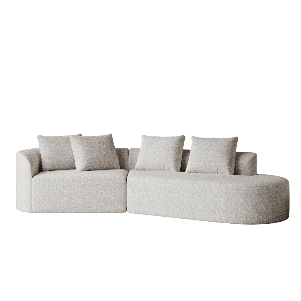 Modern Upholstered Oversized Sectional Sofa, 112-Inch Chenille 4-Seater Extra Deep & Wide Seat Curved Cloud Couch with 4 Throw Pillows, Free Combination Sofa Couch for Living Room,Bedroom