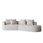 Modern Upholstered Oversized Sectional Sofa, 112-Inch Chenille 4-Seater Extra Deep & Wide Seat Curved Cloud Couch with 4 Throw Pillows, Free Combination Sofa Couch for Living Room,Bedroom