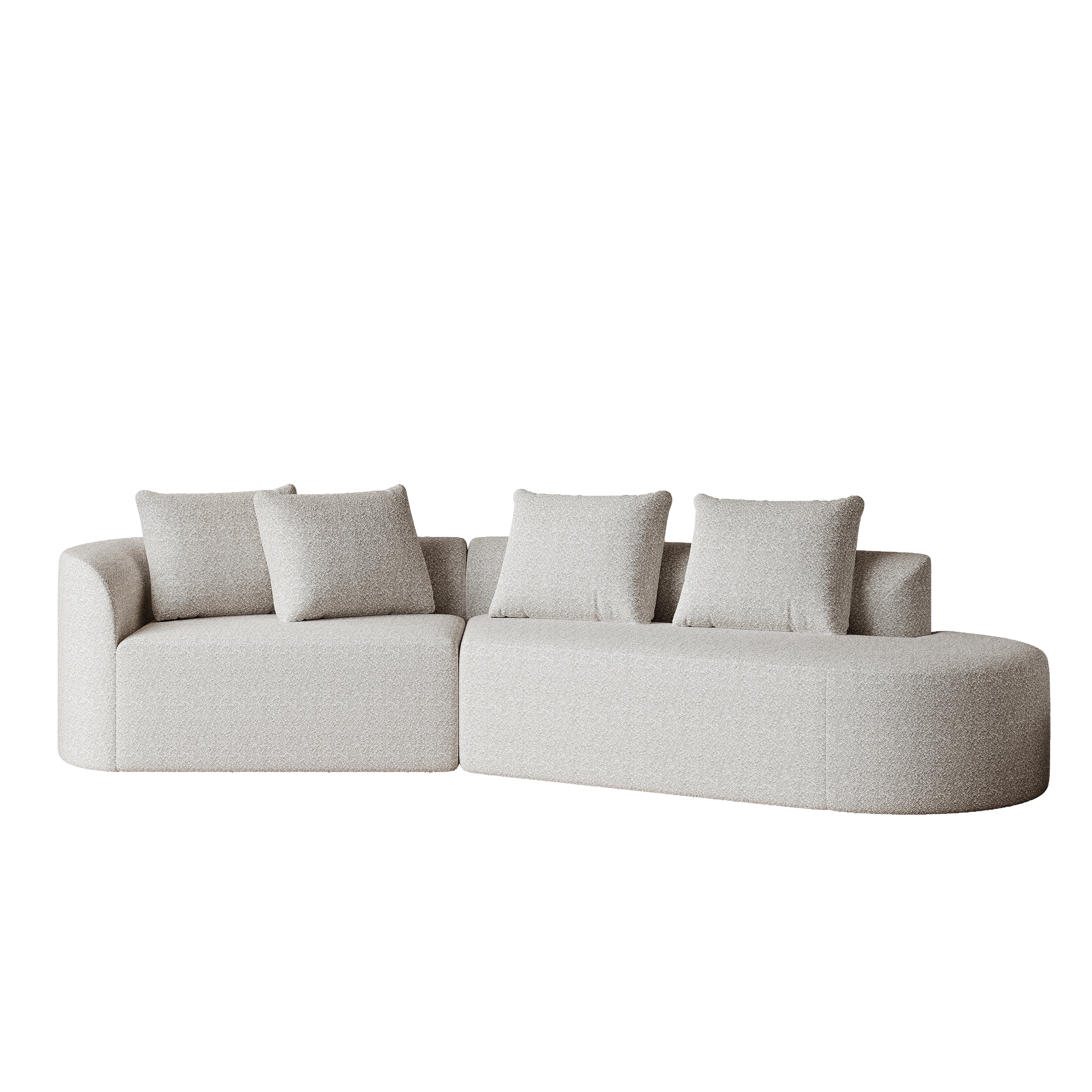 Modern Upholstered Oversized Sectional Sofa, 112-Inch Chenille 4-Seater Extra Deep & Wide Seat Curved Cloud Couch with 4 Throw Pillows, Free Combination Sofa Couch for Living Room,Bedroom