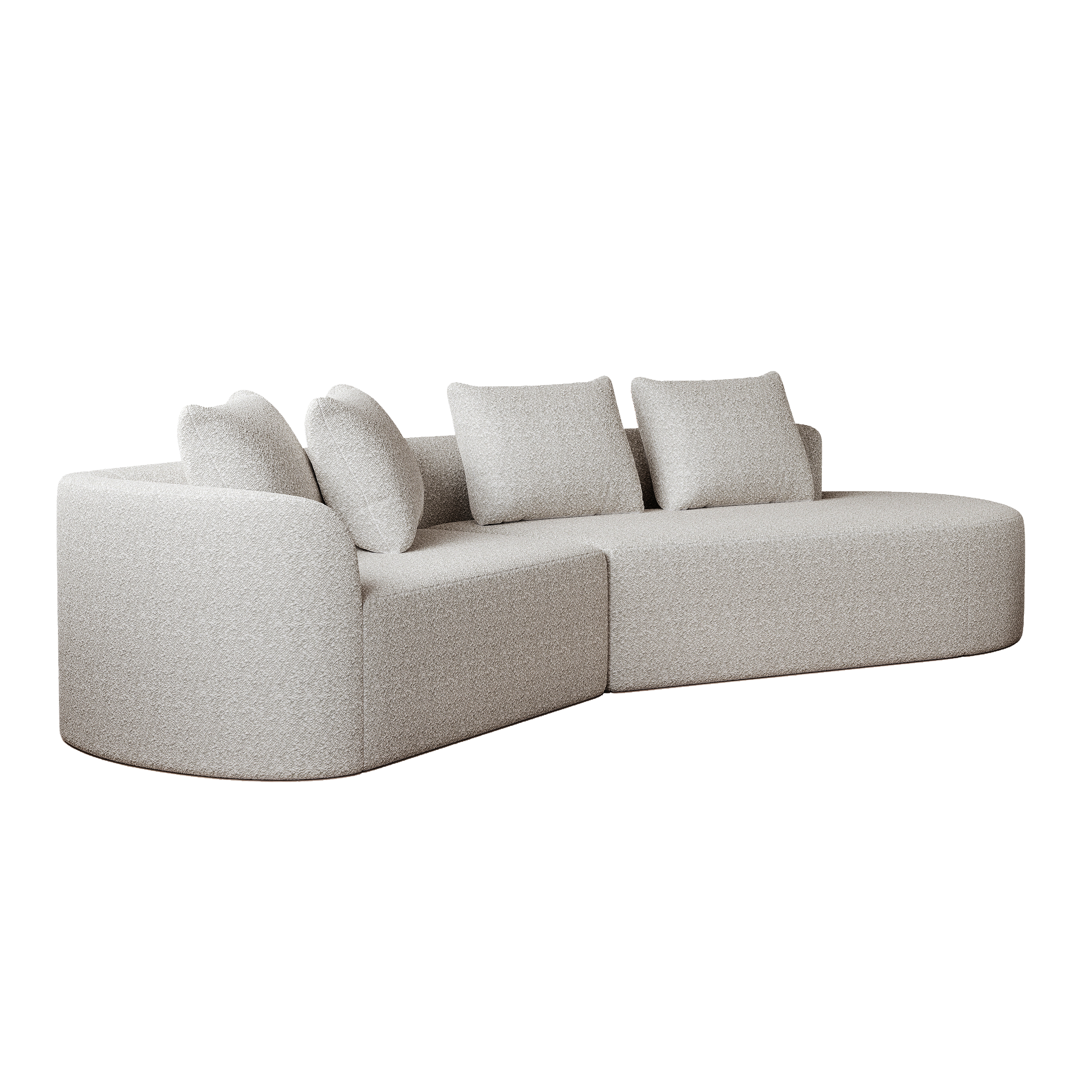 Modern Upholstered Oversized Sectional Sofa, 112-Inch Chenille 4-Seater Extra Deep & Wide Seat Curved Cloud Couch with 4 Throw Pillows, Free Combination Sofa Couch for Living Room,Bedroom