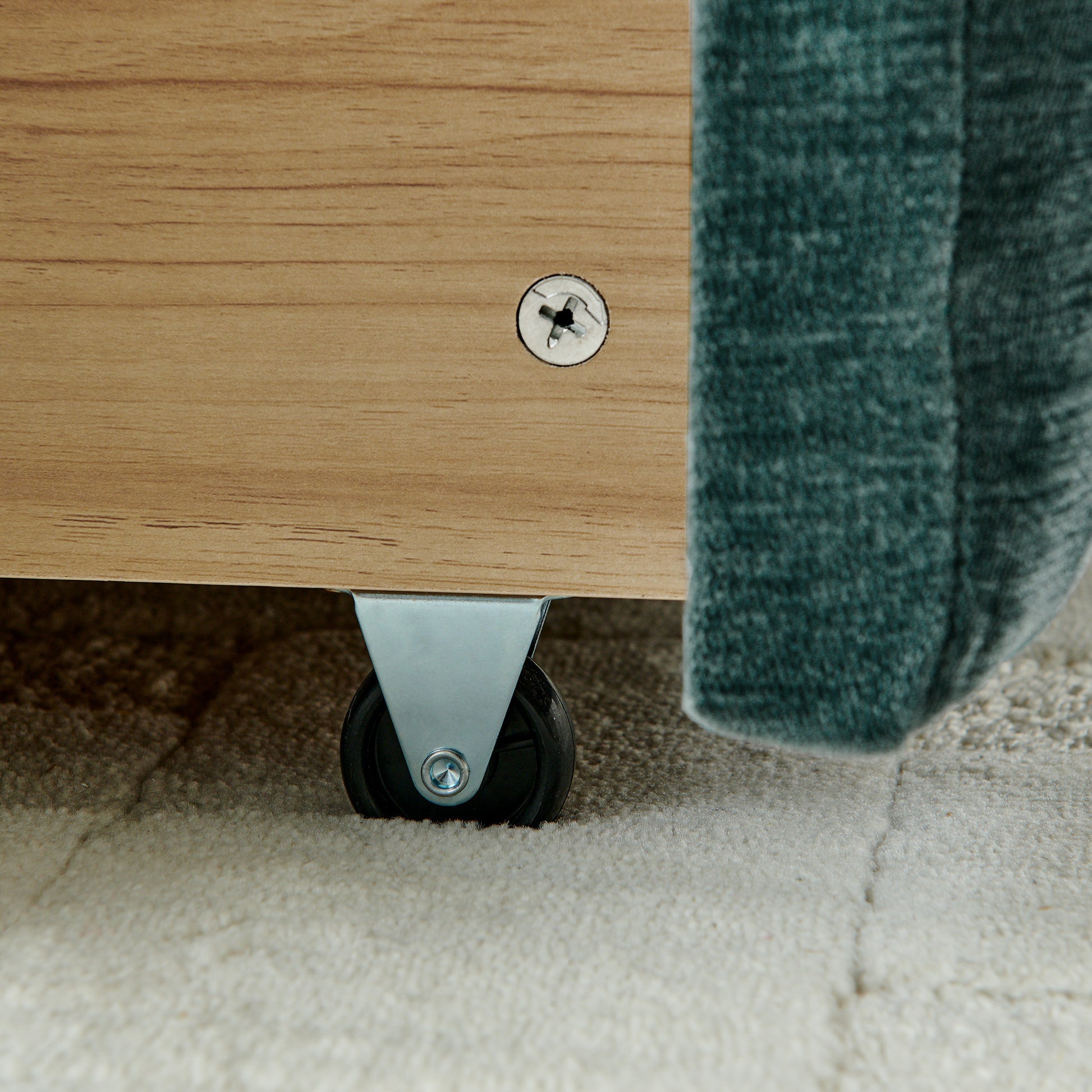 Modern King Size Upholstered Bed with Headboard and Storage Drawer in Chenille Fabric, Green