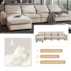 U_Style Modern Large L-Shape Feather Filled Sectional Sofa, Convertible Sofa Couch with Reversible Chaise for Living Room