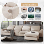 U_Style Modern Large L-Shape Feather Filled Sectional Sofa, Convertible Sofa Couch with Reversible Chaise for Living Room
