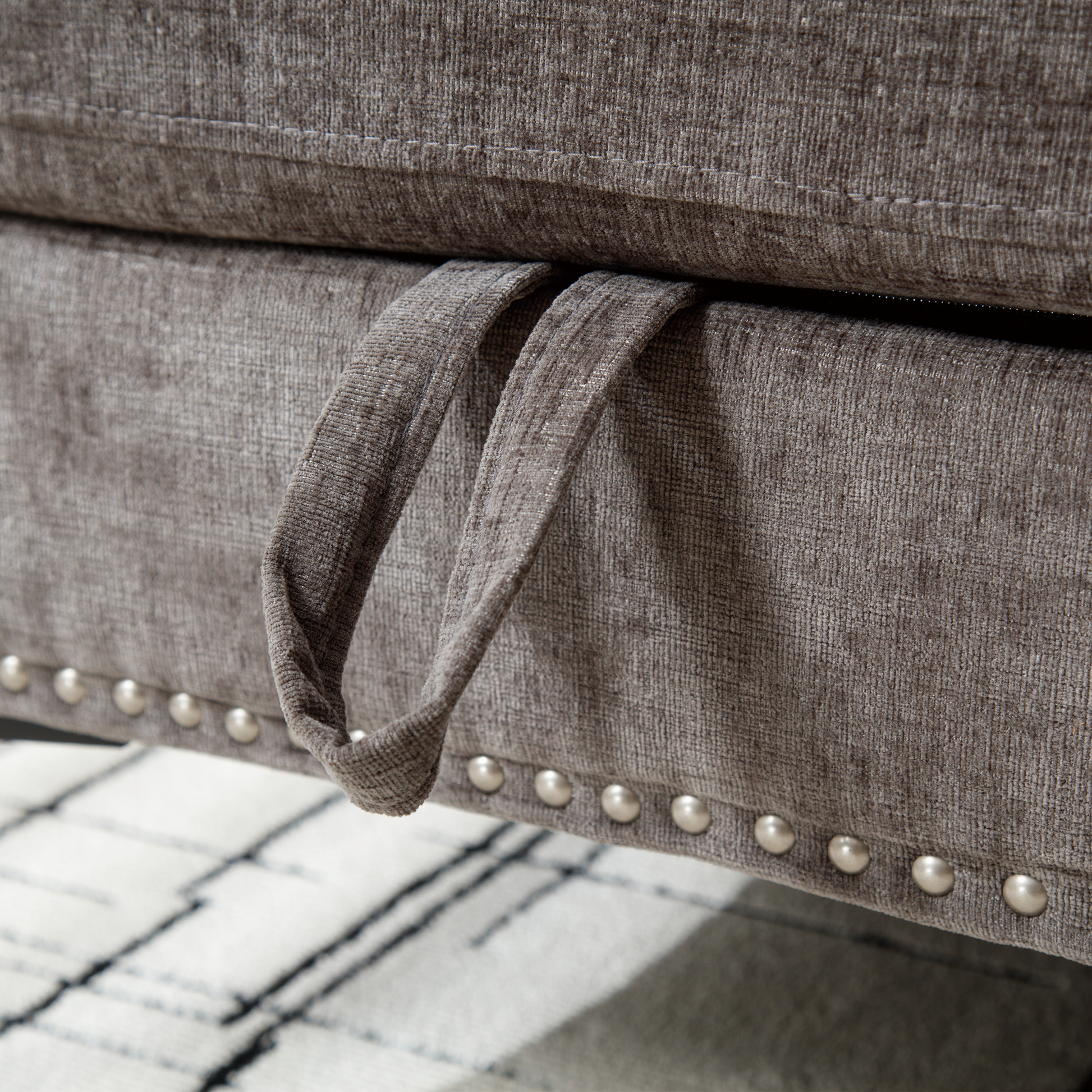 [NEW ARRIVED] [VIDEO PROVIDED]L Shaped Sectional Sofa , Convertible Storage Ottoman,Chenille ,Square Arm, Modern Tufted Couch ,3 Seater, And Nailhead, Dark gray - Groovy Boardz