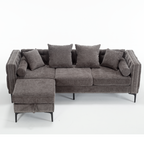 [NEW ARRIVED] [VIDEO PROVIDED]L Shaped Sectional Sofa , Convertible Storage Ottoman,Chenille ,Square Arm, Modern Tufted Couch ,3 Seater, And Nailhead, Dark gray - Groovy Boardz