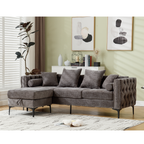 [NEW ARRIVED] [VIDEO PROVIDED]L Shaped Sectional Sofa , Convertible Storage Ottoman,Chenille ,Square Arm, Modern Tufted Couch ,3 Seater, And Nailhead, Dark gray - Groovy Boardz