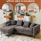 [NEW ARRIVED] [VIDEO PROVIDED]L Shaped Sectional Sofa , Convertible Storage Ottoman,Chenille ,Square Arm, Modern Tufted Couch ,3 Seater, And Nailhead, Dark gray - Groovy Boardz