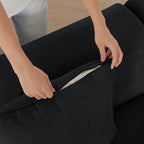 113' Modern L-Shaped Modular Sectional Sofa for Living Room, Corduroy Upholstery black, Oversized 3-Seater Couch with Deep Seat and Movable Ottoman – No Assembly