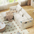 L Shaped Couch Sectional Sofa Comfy Cloud Couch for Living Room, Deep Seat Modular Sectional Sofa with Padded Armrests, Pillows