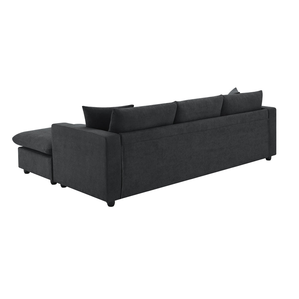 [VIDEO provided] [New] 100.4*64.6 Modern Sectional Sofa,L-shaped Couch Set with 2 Free pillows,4-seat Polyester Fabric Couch Set with Convertible Ottoman for Living Room, Apartment, Office,4 Colors