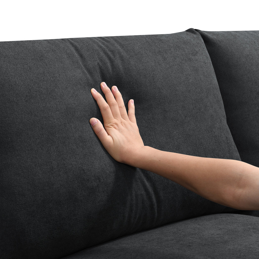 [VIDEO provided] [New] 100.4*64.6 Modern Sectional Sofa,L-shaped Couch Set with 2 Free pillows,4-seat Polyester Fabric Couch Set with Convertible Ottoman for Living Room, Apartment, Office,4 Colors