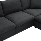 [VIDEO provided] [New] 100.4*64.6 Modern Sectional Sofa,L-shaped Couch Set with 2 Free pillows,4-seat Polyester Fabric Couch Set with Convertible Ottoman for Living Room, Apartment, Office,4 Colors