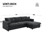 [VIDEO provided] [New] 100.4*64.6 Modern Sectional Sofa,L-shaped Couch Set with 2 Free pillows,4-seat Polyester Fabric Couch Set with Convertible Ottoman for Living Room, Apartment, Office,4 Colors