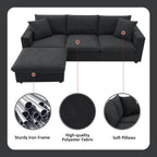[VIDEO provided] [New] 100.4*64.6 Modern Sectional Sofa,L-shaped Couch Set with 2 Free pillows,4-seat Polyester Fabric Couch Set with Convertible Ottoman for Living Room, Apartment, Office,4 Colors