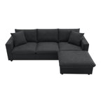 [VIDEO provided] [New] 100.4*64.6 Modern Sectional Sofa,L-shaped Couch Set with 2 Free pillows,4-seat Polyester Fabric Couch Set with Convertible Ottoman for Living Room, Apartment, Office,4 Colors