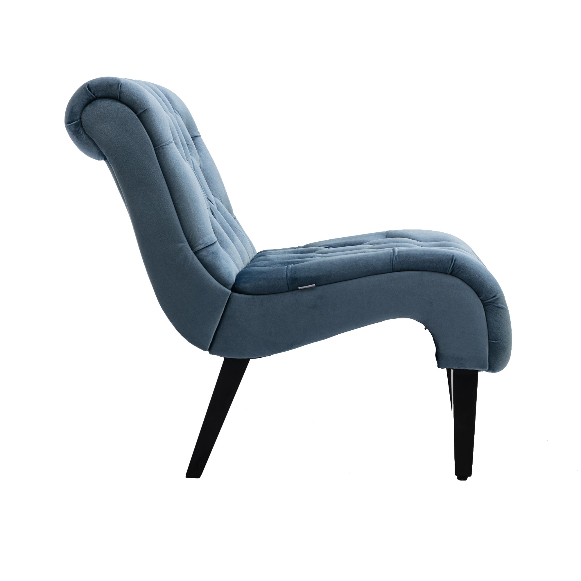 COOLMORE Modern Velvet Armless Accent Living Room Chair / Leisure Chair,Upholstered Fabric Button Comfortable Chair with Wooden Legs for Bedroom, Living Room, Office (Light Blue Velvet)