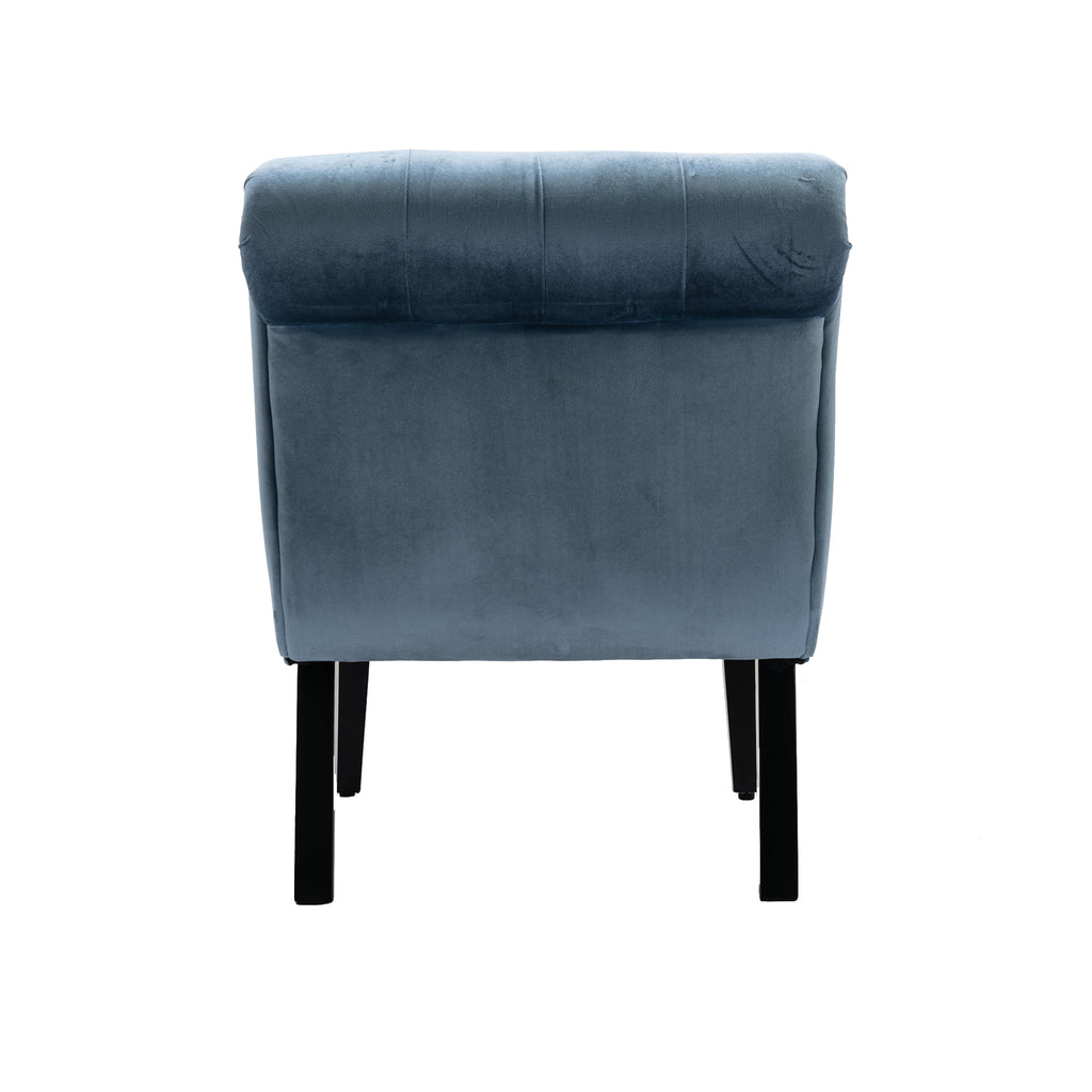COOLMORE Modern Velvet Armless Accent Living Room Chair / Leisure Chair,Upholstered Fabric Button Comfortable Chair with Wooden Legs for Bedroom, Living Room, Office (Light Blue Velvet)