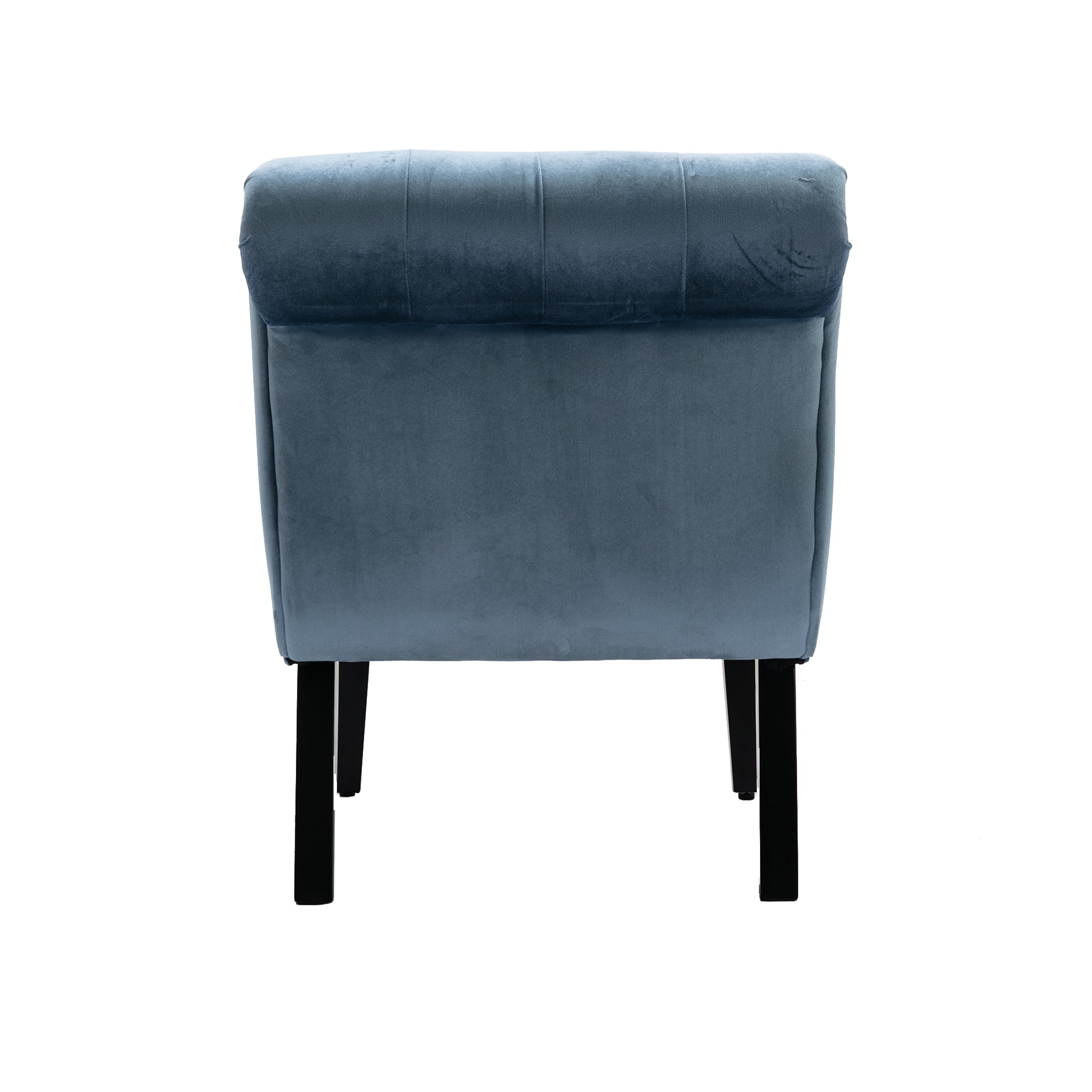 COOLMORE Modern Velvet Armless Accent Living Room Chair / Leisure Chair,Upholstered Fabric Button Comfortable Chair with Wooden Legs for Bedroom, Living Room, Office (Light Blue Velvet)