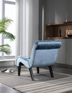 COOLMORE Modern Velvet Armless Accent Living Room Chair / Leisure Chair,Upholstered Fabric Button Comfortable Chair with Wooden Legs for Bedroom, Living Room, Office (Light Blue Velvet)