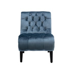 COOLMORE Modern Velvet Armless Accent Living Room Chair / Leisure Chair,Upholstered Fabric Button Comfortable Chair with Wooden Legs for Bedroom, Living Room, Office (Light Blue Velvet)