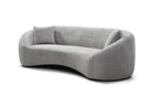 Minimalist Curved Sofa, 3 Seater, Chenille Velvet Fabric Upholstered Sofa, Tight Curved Back Velvet Cloud Couch for Living Room Apartment Office, Light Gray
