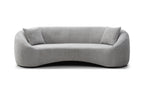Minimalist Curved Sofa, 3 Seater, Chenille Velvet Fabric Upholstered Sofa, Tight Curved Back Velvet Cloud Couch for Living Room Apartment Office, Light Gray