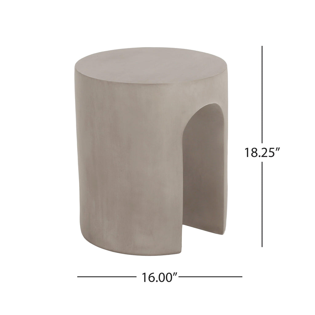 Modern Light Grey Concrete Round Side Table.