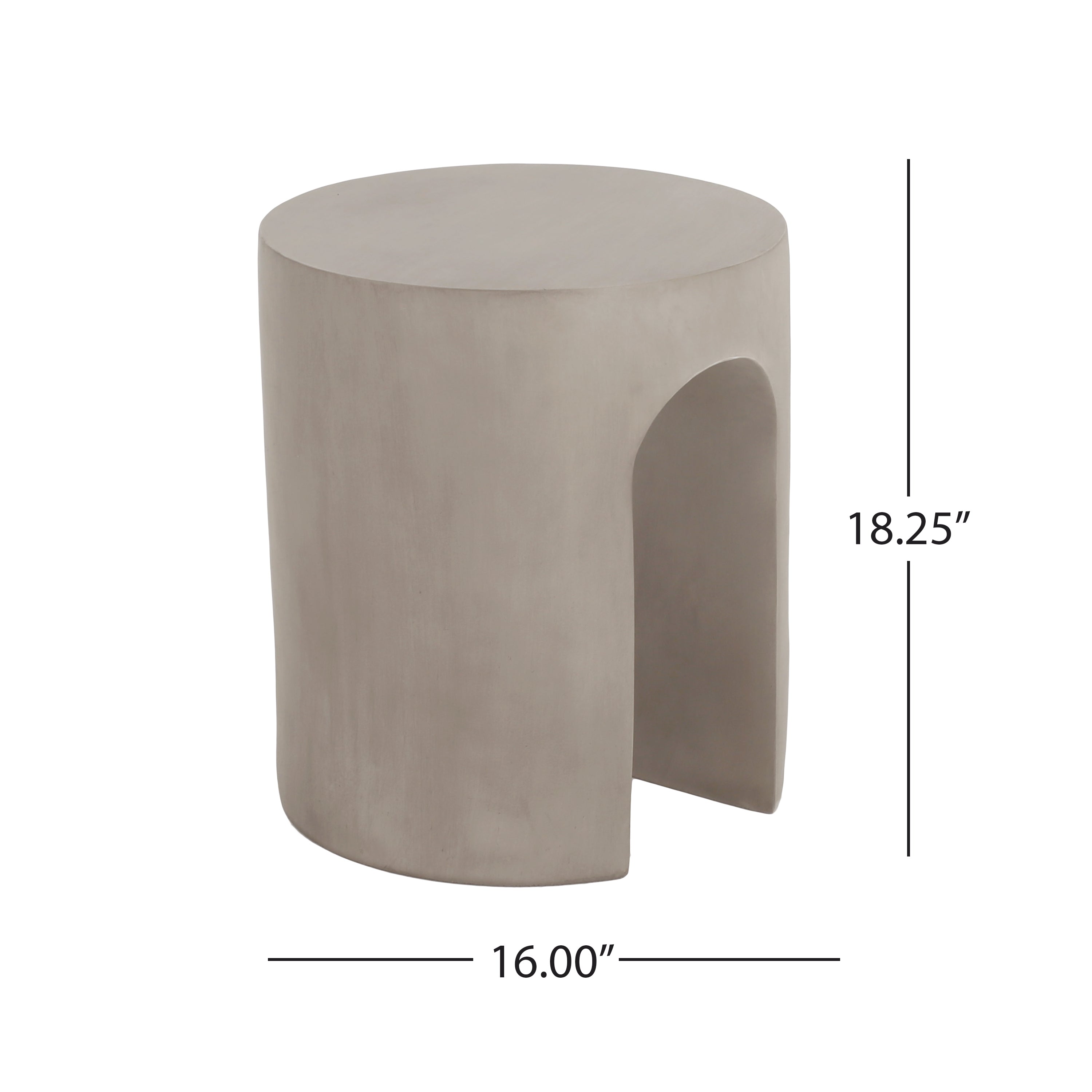 Light Grey Concrete Round U-Shaped Outdoor Side Table with Modern Aesthetic and Durability End Table