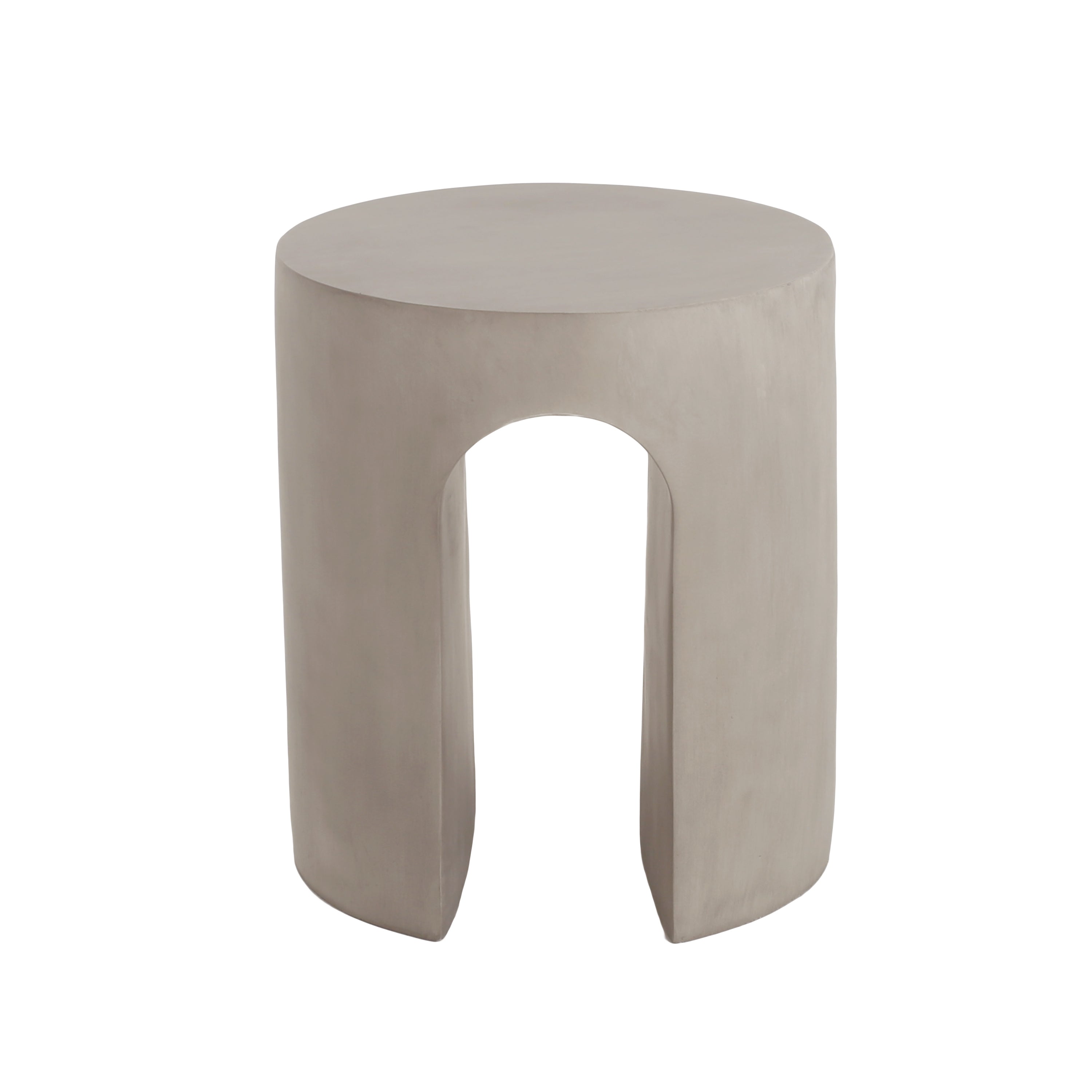Light Grey Concrete Round U-Shaped Outdoor Side Table with Modern Aesthetic and Durability End Table