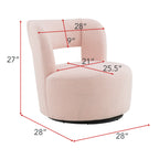 Swivel Barrel Chair with Soft Teddy Fabric, Comfy Round Accent Chair for Living Room.Upholstered Performance Fabric for Living Room Bedroom Reading Waitingroom,1 PC,Teddy Light Pink