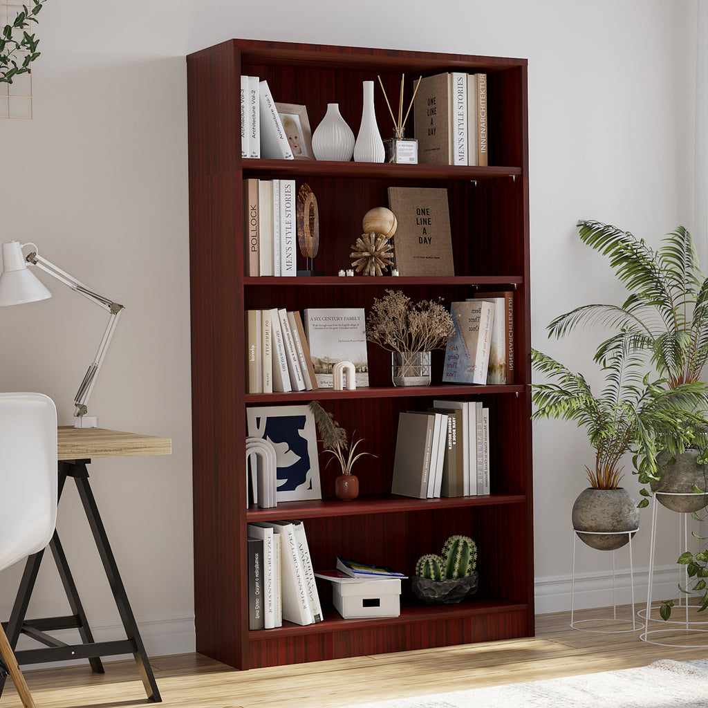 Bookshelf for Bedroom 5 Shelf Office Bookcase 60 Inches Tall Modern Wood Bookshelf for Living Room 5 Tier Wide Manga Bookshelves Library Bookcase
