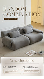 Sofa in a Box, Memory Foam 2-Seater Couch, Modern Compression Sofa with Deep Seat, No Assembly Required, Couch for Living Room Bedroom Apartment, Light Grey