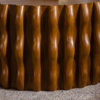 Drum Fluted Modern Round Coffee Table, Mid Century Circle Center Coffee Tables with Sturdy Pedestal, for Bedroom Apartment Living Room Farmhouse.