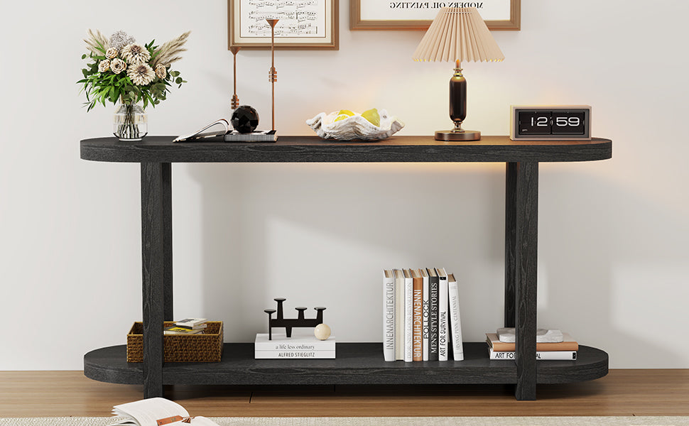 U_STYLE Modern Minimalist Ash Veneer Entryway Table with Streamlined Desktop Design, Suitable for Study Rooms, Entryways, Hallways, Living Rooms, and Foyers