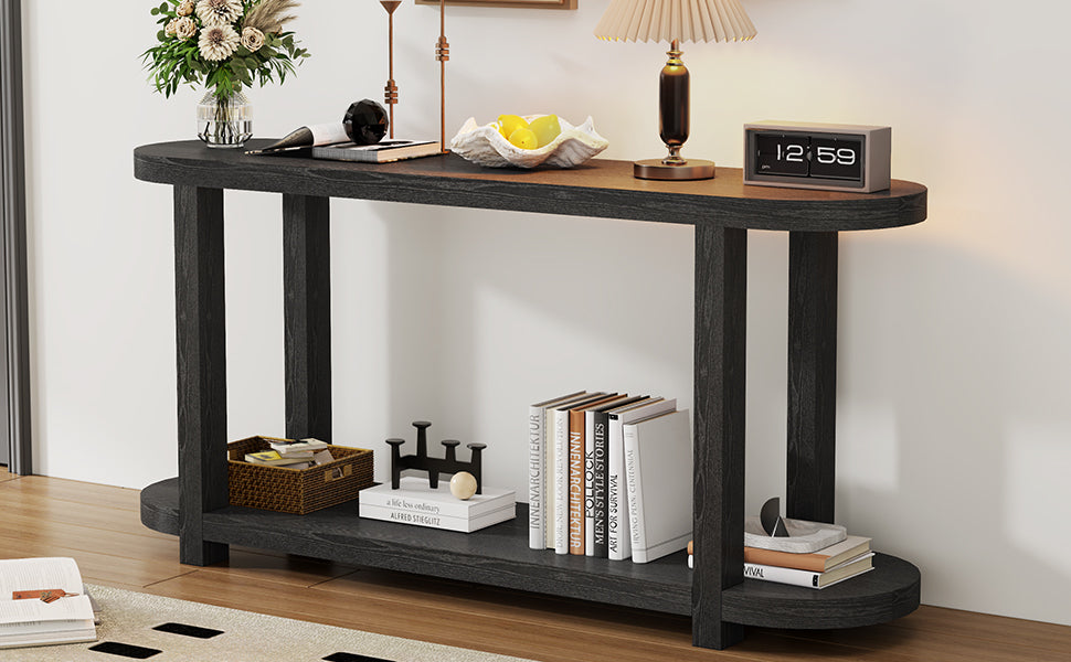 U_STYLE Modern Minimalist Ash Veneer Entryway Table with Streamlined Desktop Design, Suitable for Study Rooms, Entryways, Hallways, Living Rooms, and Foyers