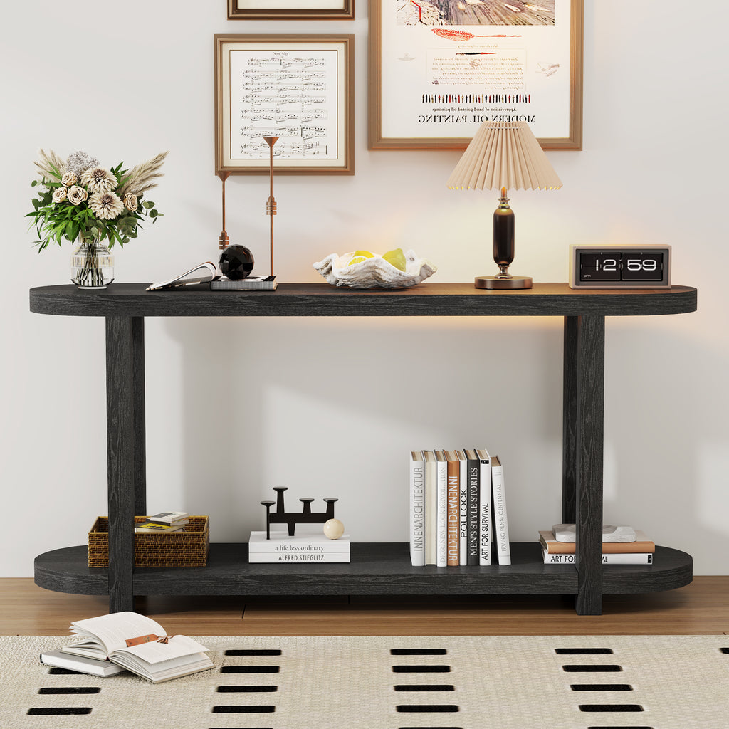 U_STYLE Modern Minimalist Ash Veneer Entryway Table with Streamlined Desktop Design, Suitable for Study Rooms, Entryways, Hallways, Living Rooms, and Foyers