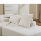 [NEW ARRIVED] [VIDEO PROVIDED] 128Minimalist Cloud Sectional Couch ,Modern Couches ,4-Seater ,No Assembly,Two modular sofa,Boucle Teddy Fabric, upholstered , anti-wrinkle fabric, Beige