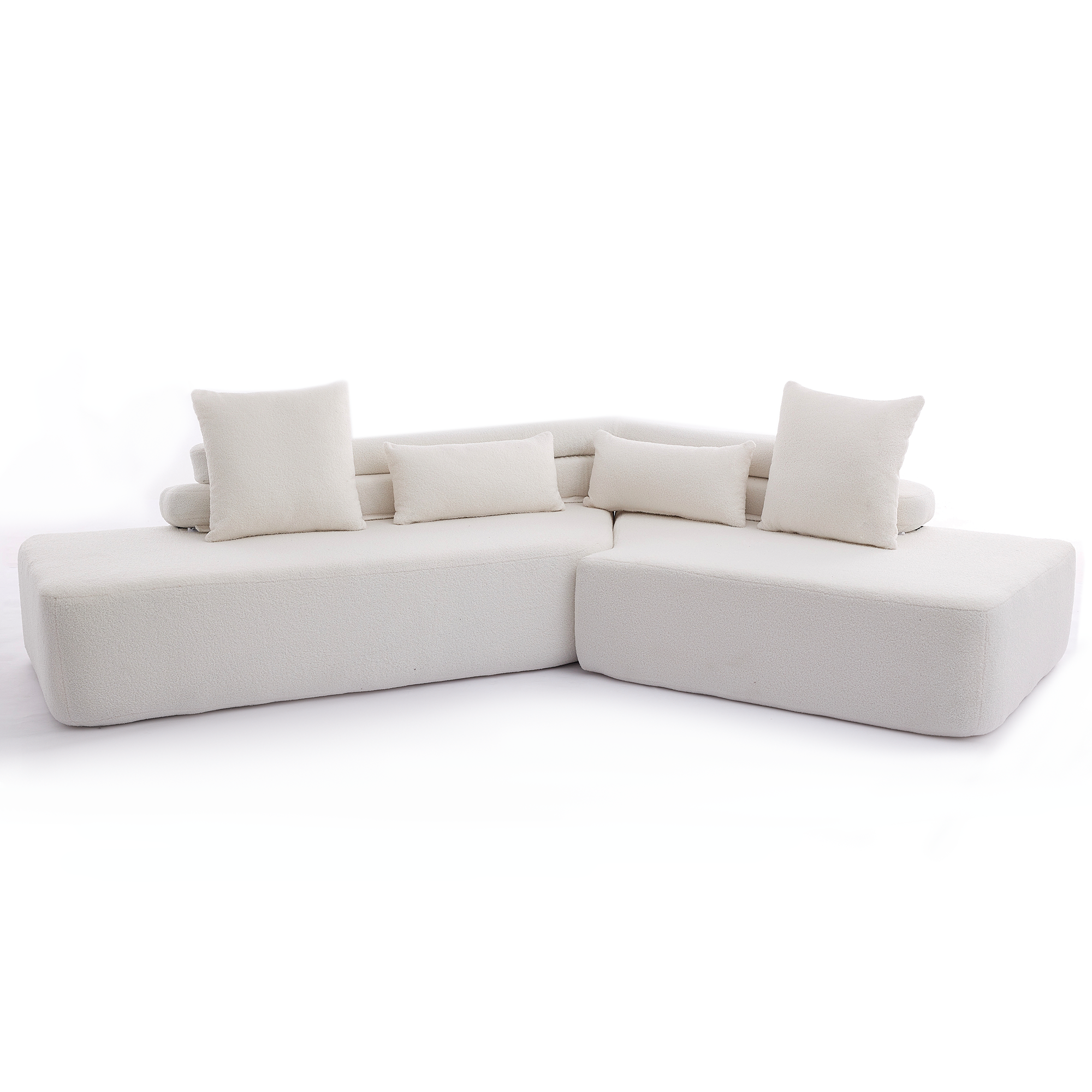 [NEW ARRIVED] [VIDEO PROVIDED] 128Minimalist Cloud Sectional Couch ,Modern Couches ,4-Seater ,No Assembly,Two modular sofa,Boucle Teddy Fabric, upholstered , anti-wrinkle fabric, Beige