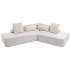 [NEW ARRIVED] [VIDEO PROVIDED] 128Minimalist Cloud Sectional Couch ,Modern Couches ,4-Seater ,No Assembly,Two modular sofa,Boucle Teddy Fabric, upholstered , anti-wrinkle fabric, Beige
