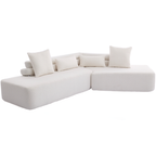 [NEW ARRIVED] [VIDEO PROVIDED] 128Minimalist Cloud Sectional Couch ,Modern Couches ,4-Seater ,No Assembly,Two modular sofa,Boucle Teddy Fabric, upholstered , anti-wrinkle fabric, Beige