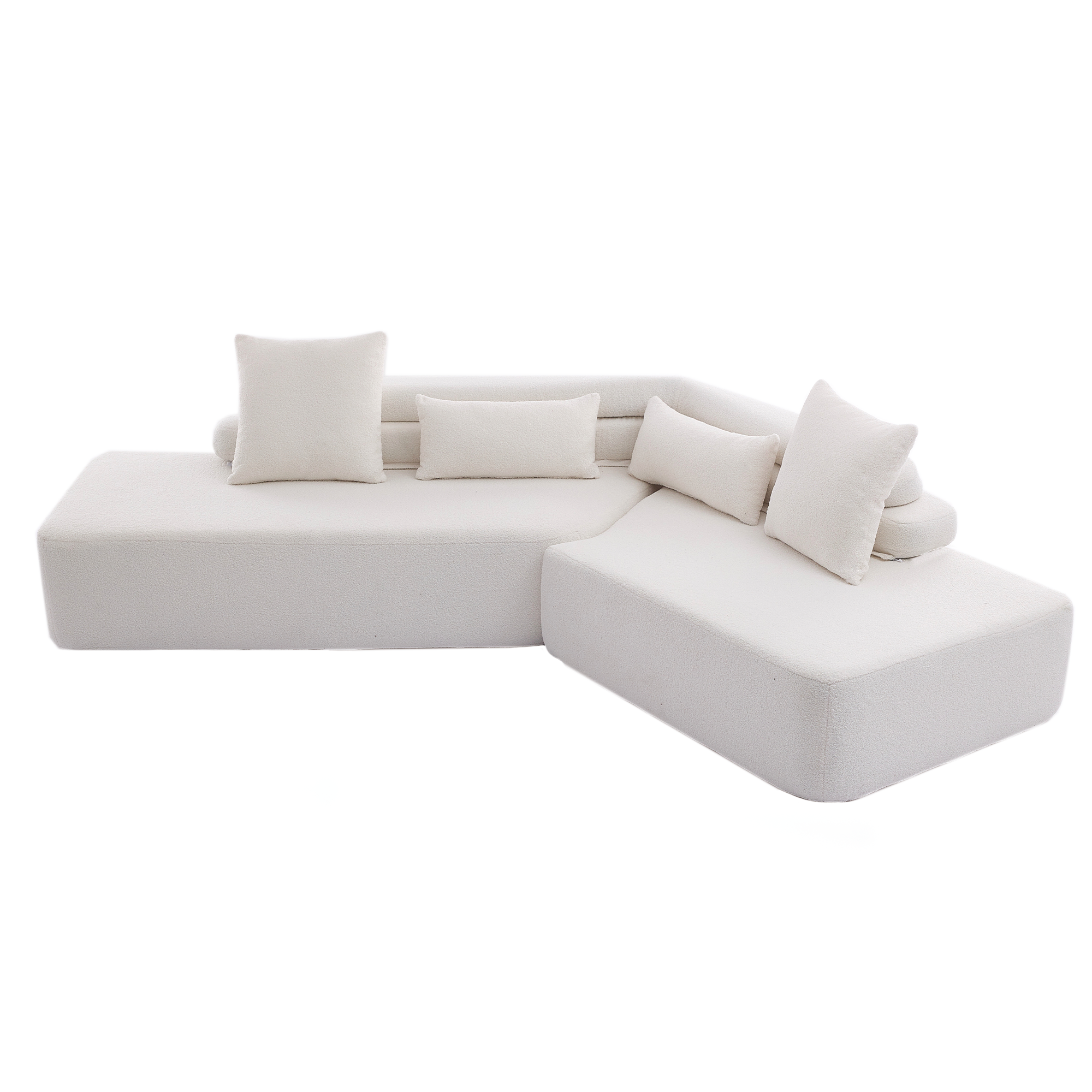 [NEW ARRIVED] [VIDEO PROVIDED] 128Minimalist Cloud Sectional Couch ,Modern Couches ,4-Seater ,No Assembly,Two modular sofa,Boucle Teddy Fabric, upholstered , anti-wrinkle fabric, Beige